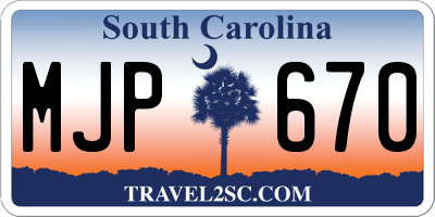 SC license plate MJP670