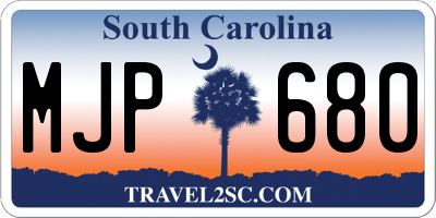 SC license plate MJP680