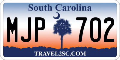 SC license plate MJP702