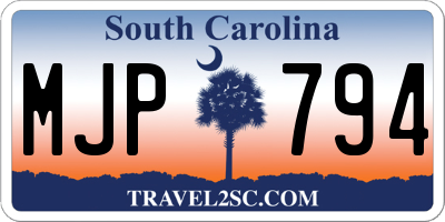 SC license plate MJP794