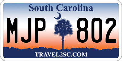 SC license plate MJP802