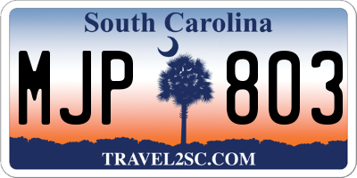 SC license plate MJP803