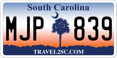 SC license plate MJP839