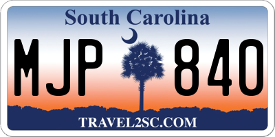 SC license plate MJP840