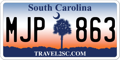 SC license plate MJP863