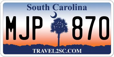 SC license plate MJP870