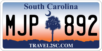 SC license plate MJP892