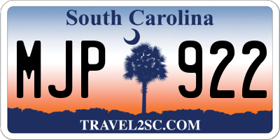 SC license plate MJP922