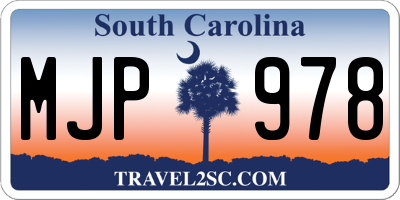 SC license plate MJP978