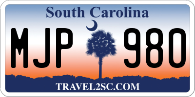 SC license plate MJP980