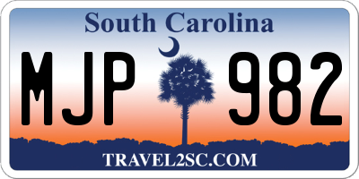SC license plate MJP982