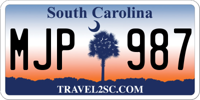 SC license plate MJP987