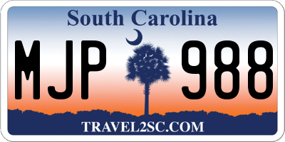 SC license plate MJP988