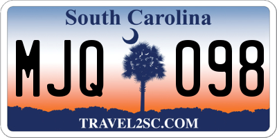 SC license plate MJQ098