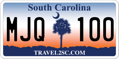 SC license plate MJQ100