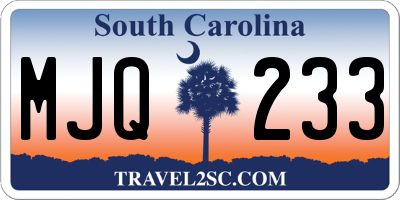 SC license plate MJQ233