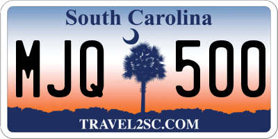 SC license plate MJQ500
