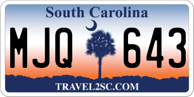 SC license plate MJQ643