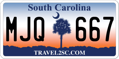 SC license plate MJQ667