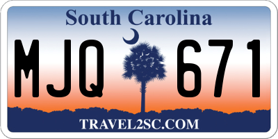 SC license plate MJQ671