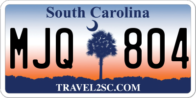 SC license plate MJQ804