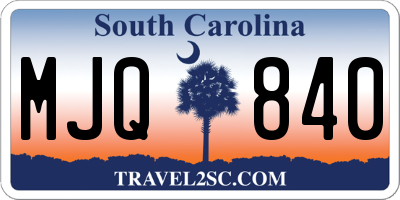 SC license plate MJQ840