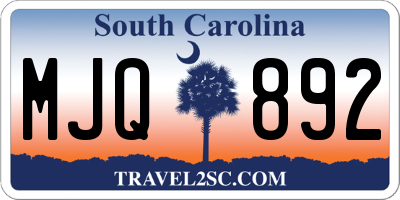 SC license plate MJQ892