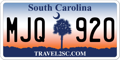 SC license plate MJQ920