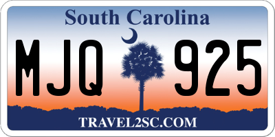 SC license plate MJQ925