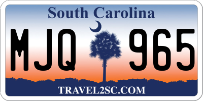 SC license plate MJQ965