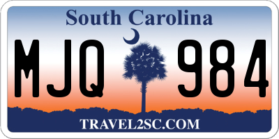 SC license plate MJQ984