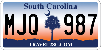 SC license plate MJQ987