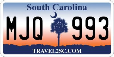 SC license plate MJQ993