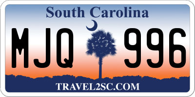 SC license plate MJQ996