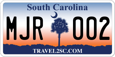 SC license plate MJR002