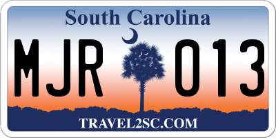 SC license plate MJR013