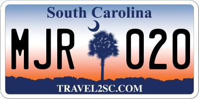SC license plate MJR020