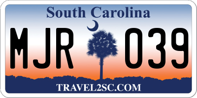 SC license plate MJR039