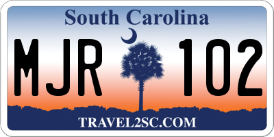 SC license plate MJR102