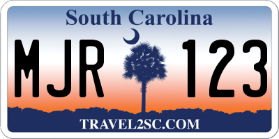 SC license plate MJR123