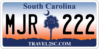 SC license plate MJR222