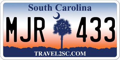 SC license plate MJR433