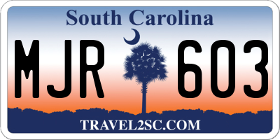SC license plate MJR603