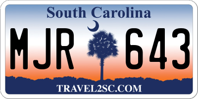 SC license plate MJR643