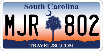 SC license plate MJR802