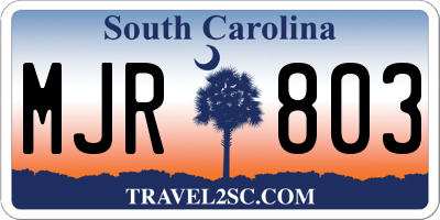 SC license plate MJR803