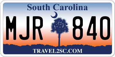 SC license plate MJR840