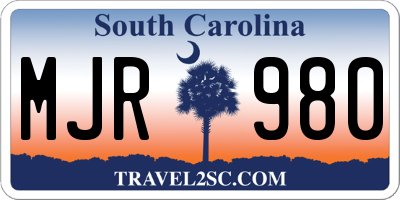 SC license plate MJR980