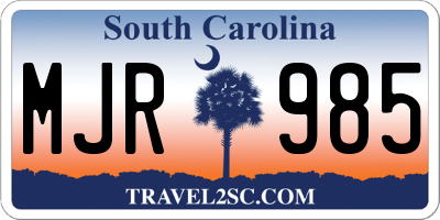 SC license plate MJR985