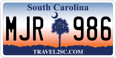 SC license plate MJR986